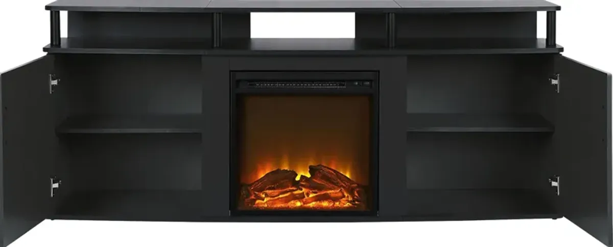 Alguire Black 63 in. Console with Electric Fireplace