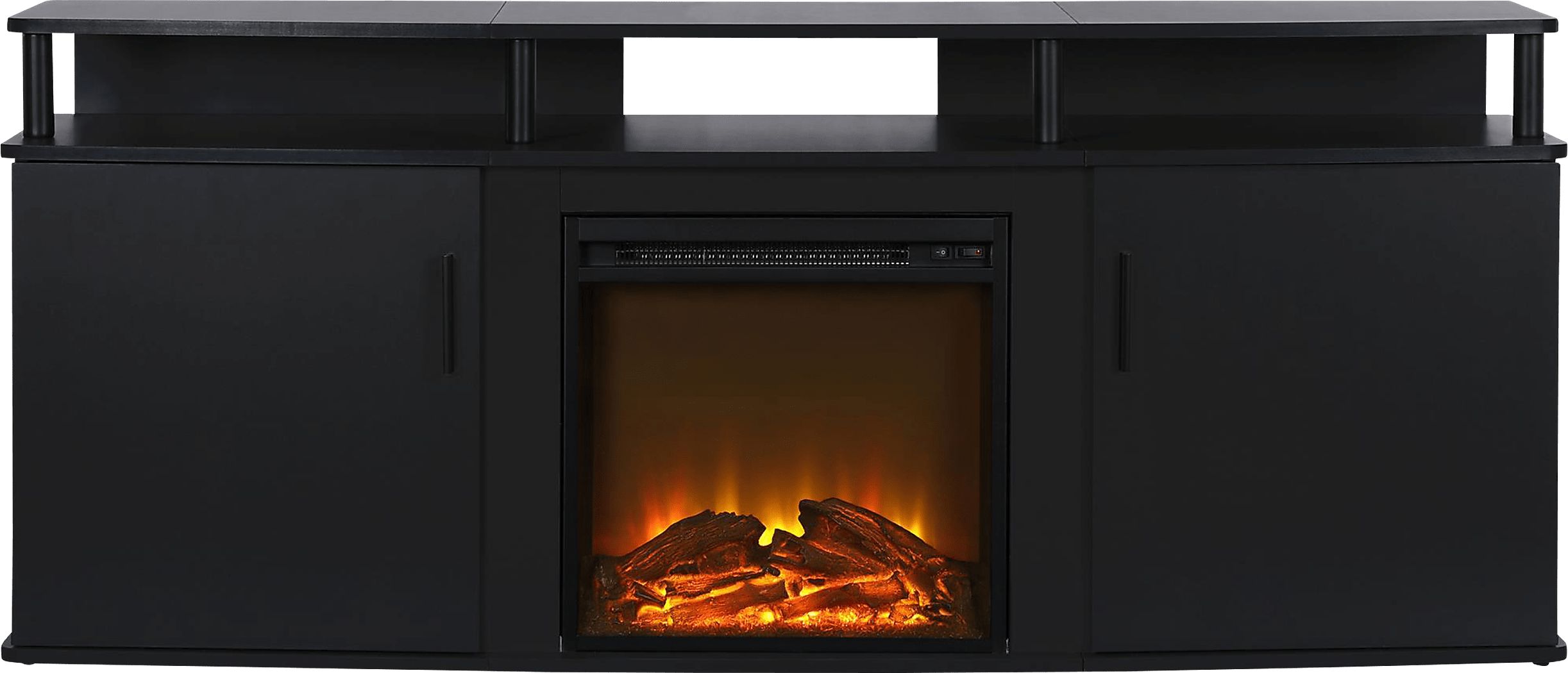 Alguire Black 63 in. Console with Electric Fireplace