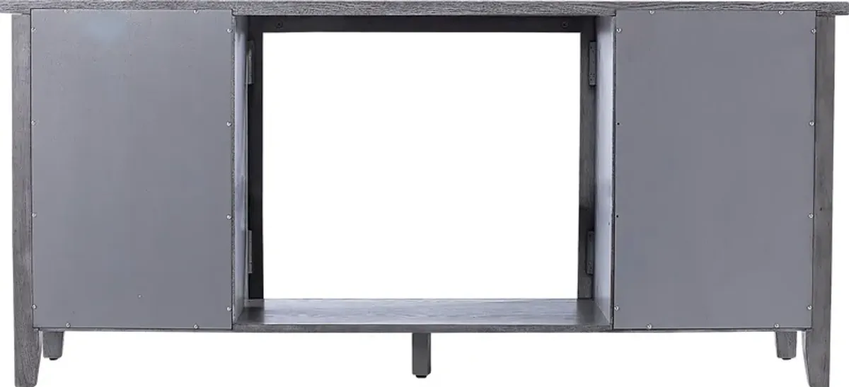 Welford I Gray 58 in. Console with Color Changing Fireplace
