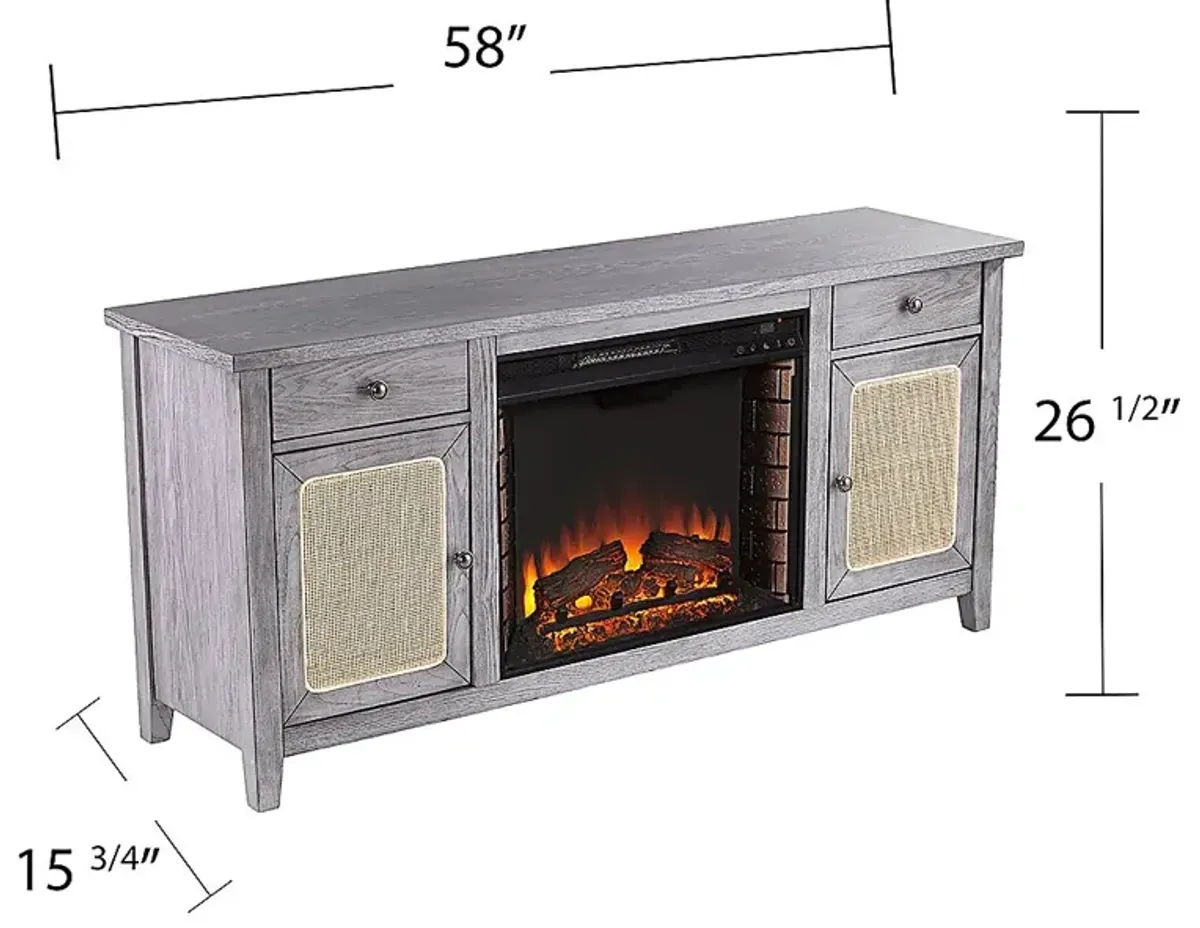 Welford II Gray 58 in. Console with Electric Fireplace