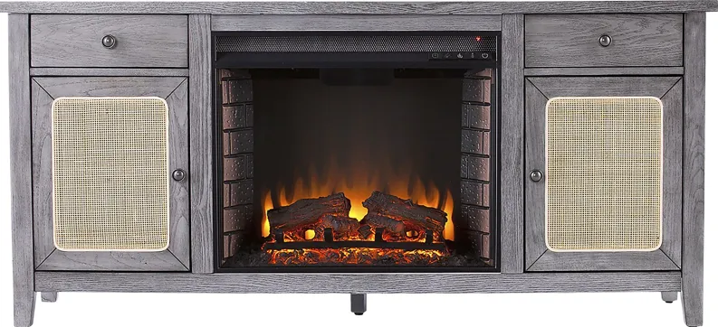 Welford II Gray 58 in. Console with Electric Fireplace