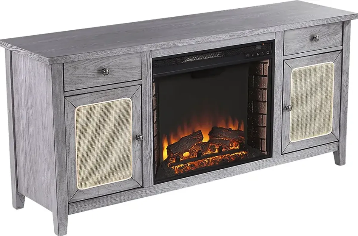 Welford II Gray 58 in. Console with Electric Fireplace