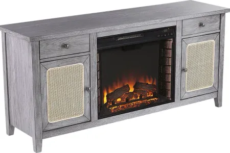 Welford II Gray 58 in. Console with Electric Fireplace