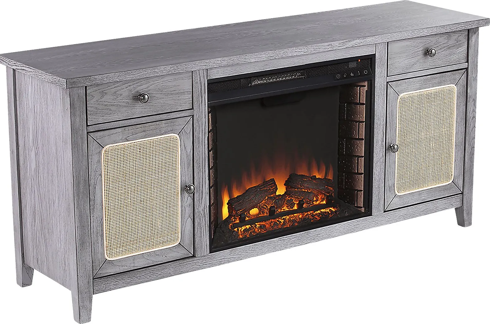 Welford II Gray 58 in. Console with Electric Fireplace