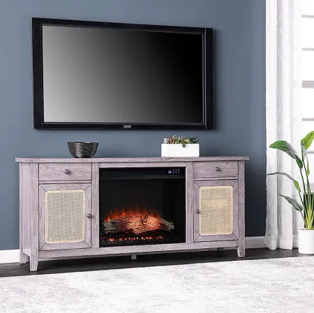 Welford IV Gray 58 in. Console with Touch Screen Electric Fireplace