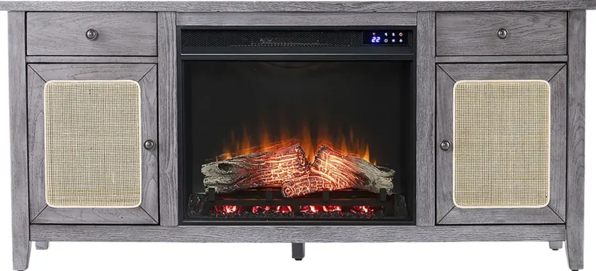 Welford IV Gray 58 in. Console with Touch Screen Electric Fireplace