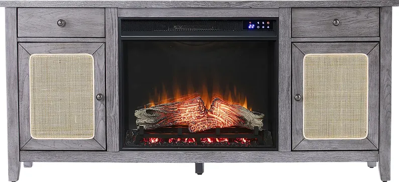 Welford IV Gray 58 in. Console with Touch Screen Electric Fireplace