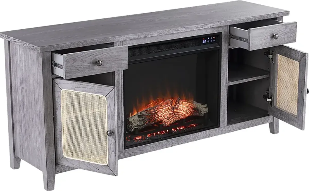 Welford IV Gray 58 in. Console with Touch Screen Electric Fireplace