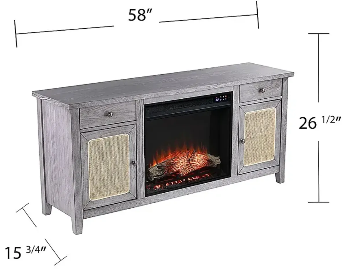 Welford IV Gray 58 in. Console with Touch Screen Electric Fireplace