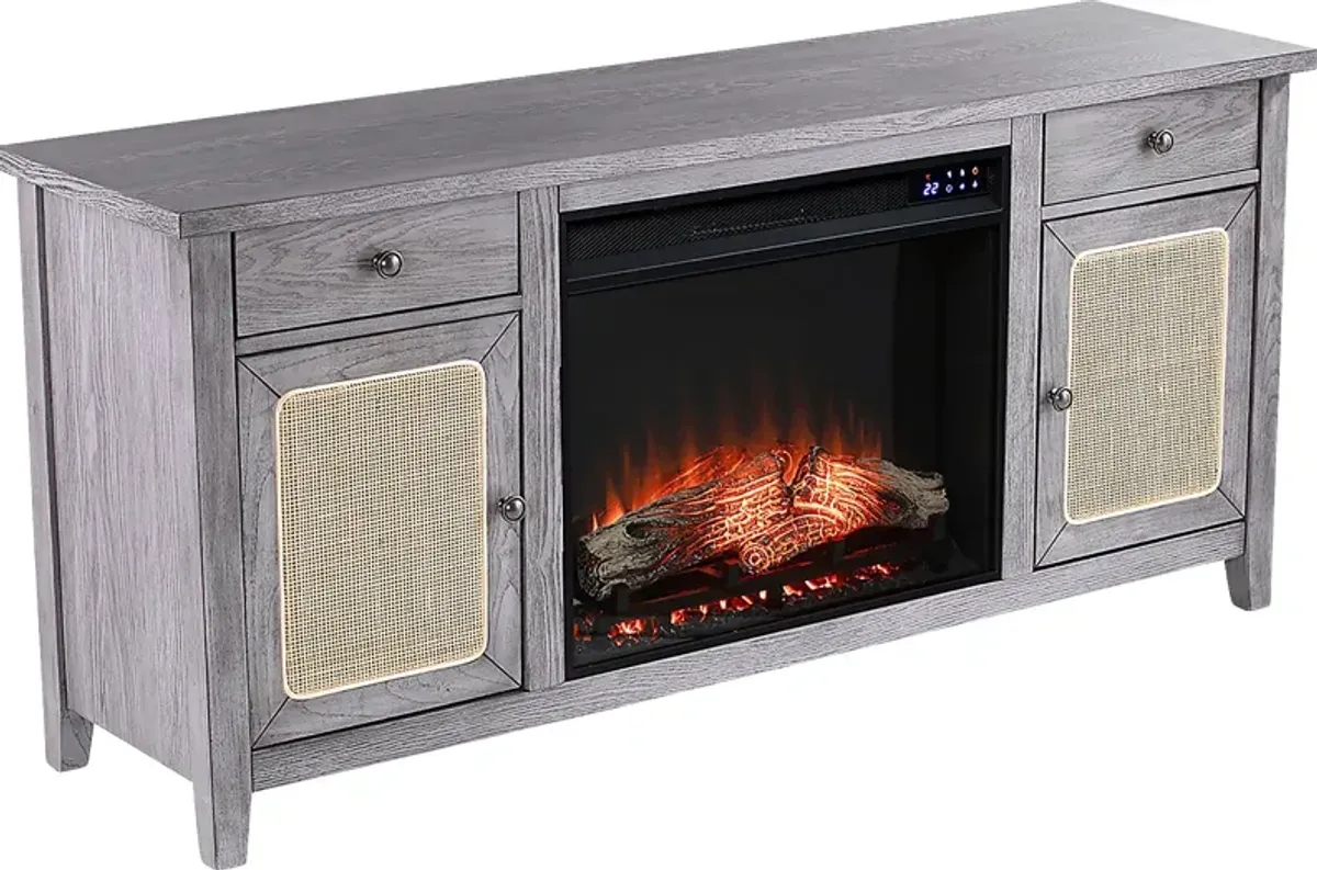 Welford IV Gray 58 in. Console with Touch Screen Electric Fireplace