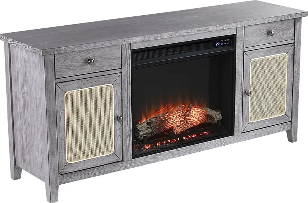 Welford IV Gray 58 in. Console with Touch Screen Electric Fireplace