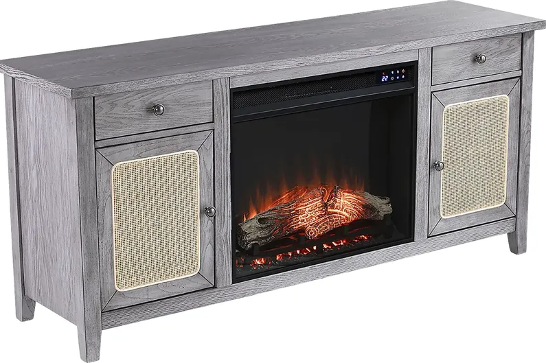 Welford IV Gray 58 in. Console with Touch Screen Electric Fireplace