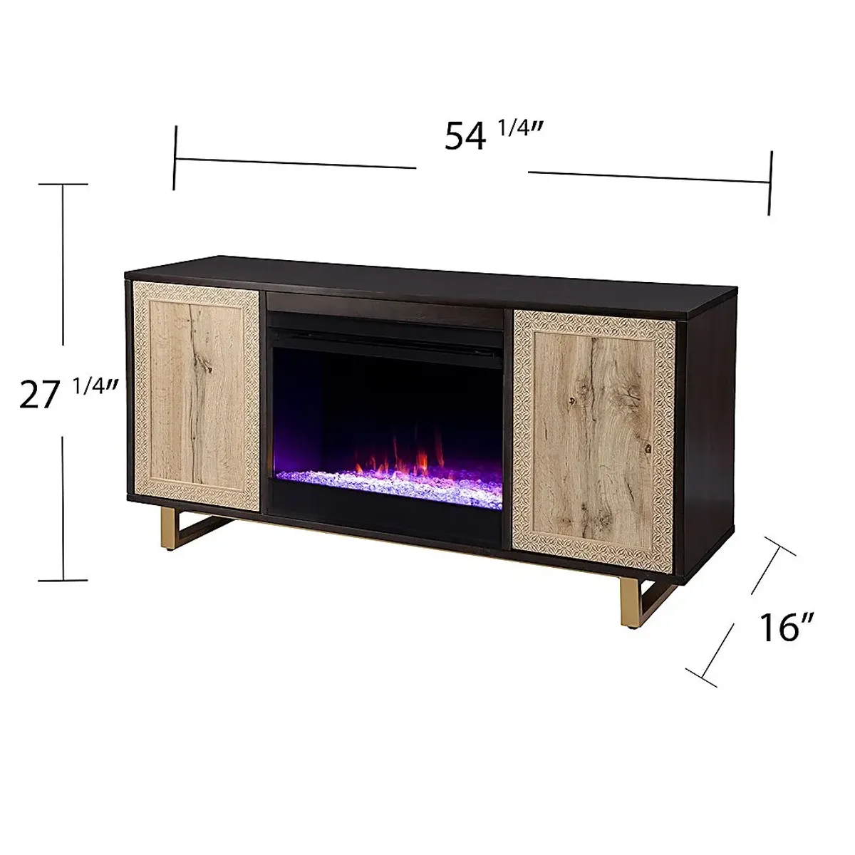 Linherk I Brown 54 in. Console, With Color Changing Electric Fireplace