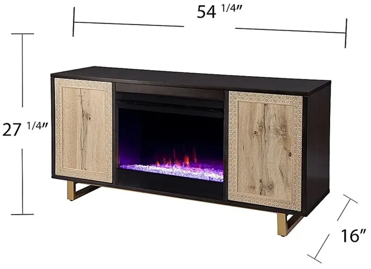 Linherk I Brown 54 in. Console, With Color Changing Electric Fireplace