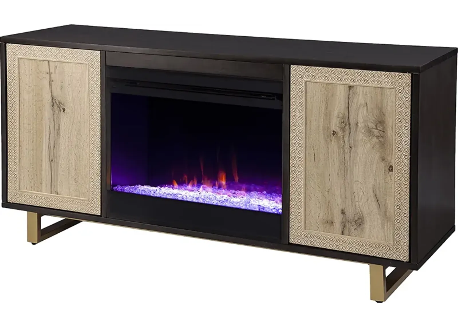 Linherk I Brown 54 in. Console, With Color Changing Electric Fireplace