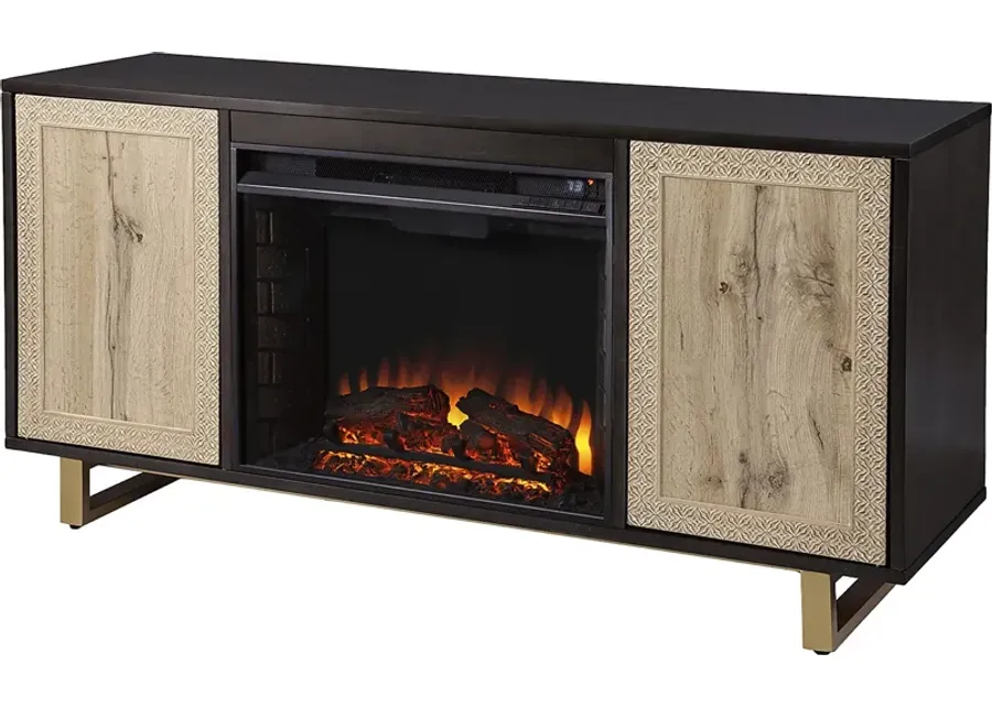 Linherk II Brown 54 in. Console, With Electric Log Fireplace