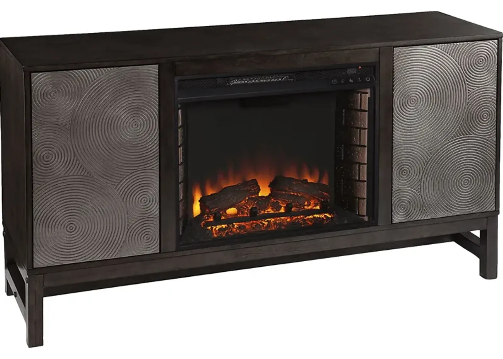 Lysander II Brown 54 in. Console With Electric Log Fireplace