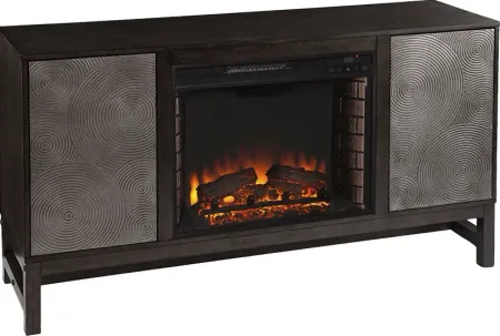Lysander II Brown 54 in. Console With Electric Log Fireplace