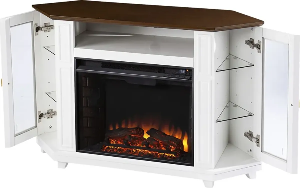 Taliferro II White 46 in. Console With Electric Log Fireplace