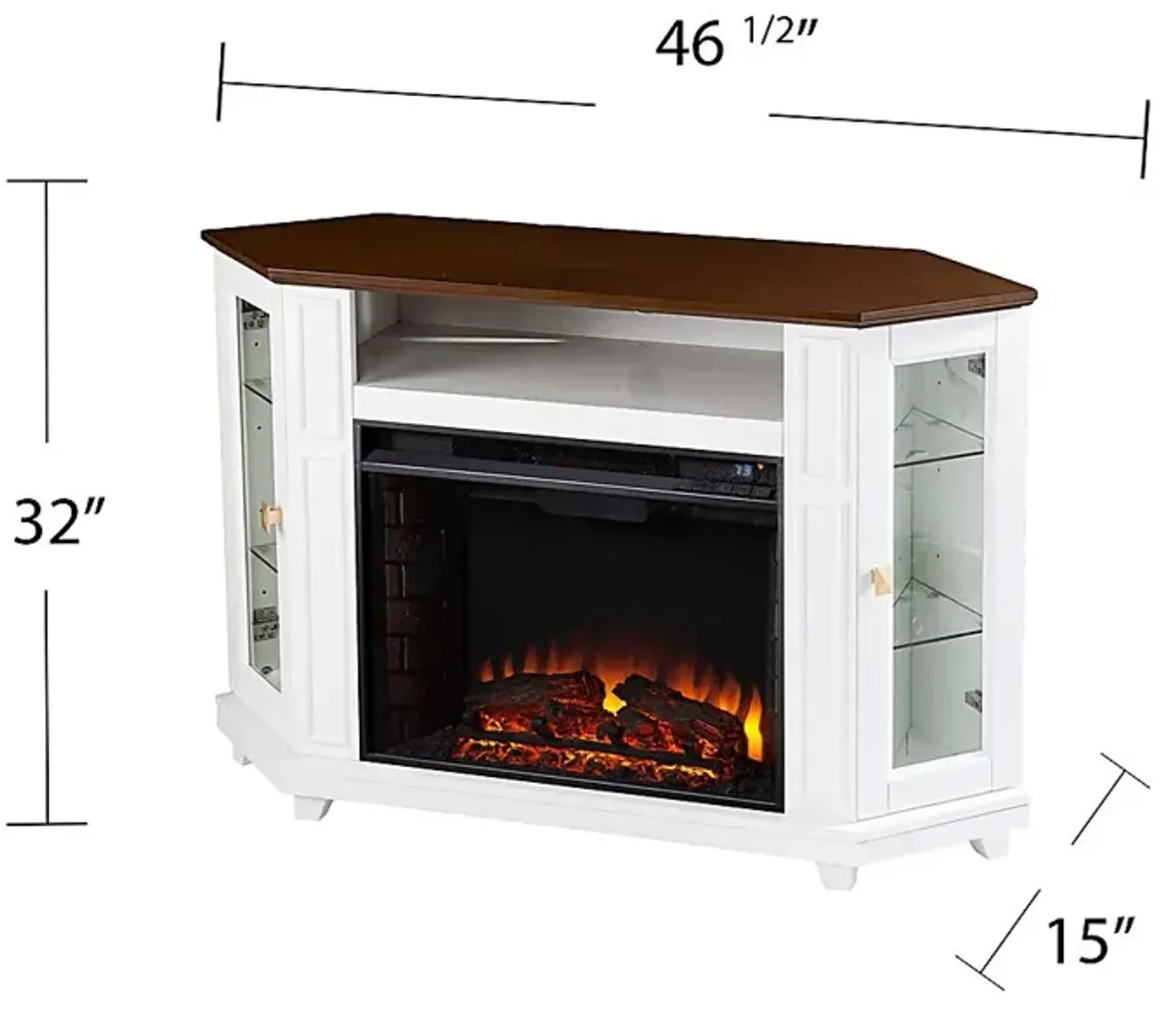 Taliferro II White 46 in. Console With Electric Log Fireplace