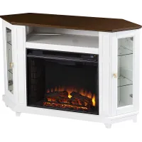 Taliferro II White 46 in. Console With Electric Log Fireplace