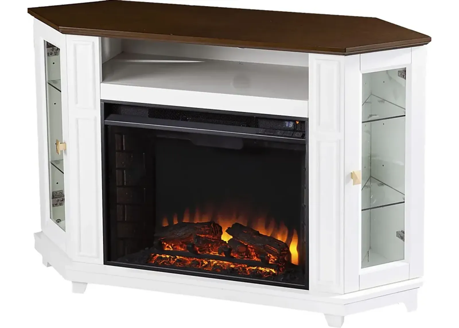 Taliferro II White 46 in. Console With Electric Log Fireplace