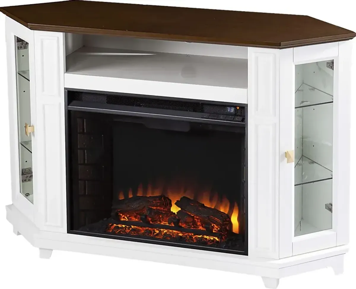 Taliferro II White 46 in. Console With Electric Log Fireplace