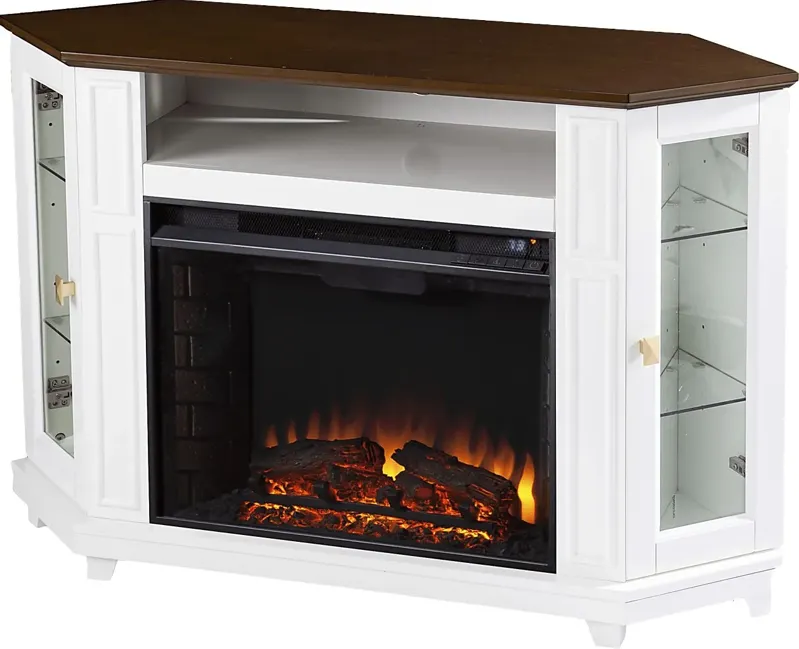 Taliferro II White 46 in. Console With Electric Log Fireplace