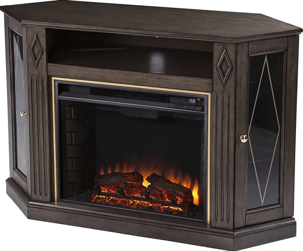 Brockdell II Brown 47 in. Console With Electric Log Fireplace