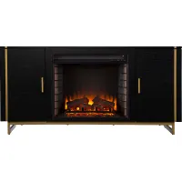 Wyndfield II Black 54 in. Console With Electric Log Fireplace