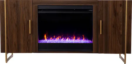 Buckthorne I Brown 55 in. Console, With Color Changing Electric Fireplace