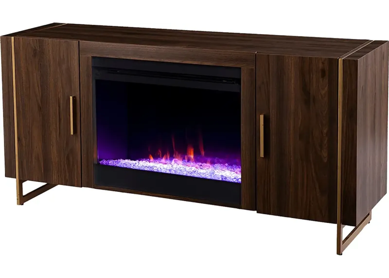 Buckthorne I Brown 55 in. Console, With Color Changing Electric Fireplace