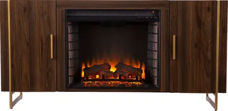 Buckthorne II Brown 55 in. Console With Electric Log Fireplace