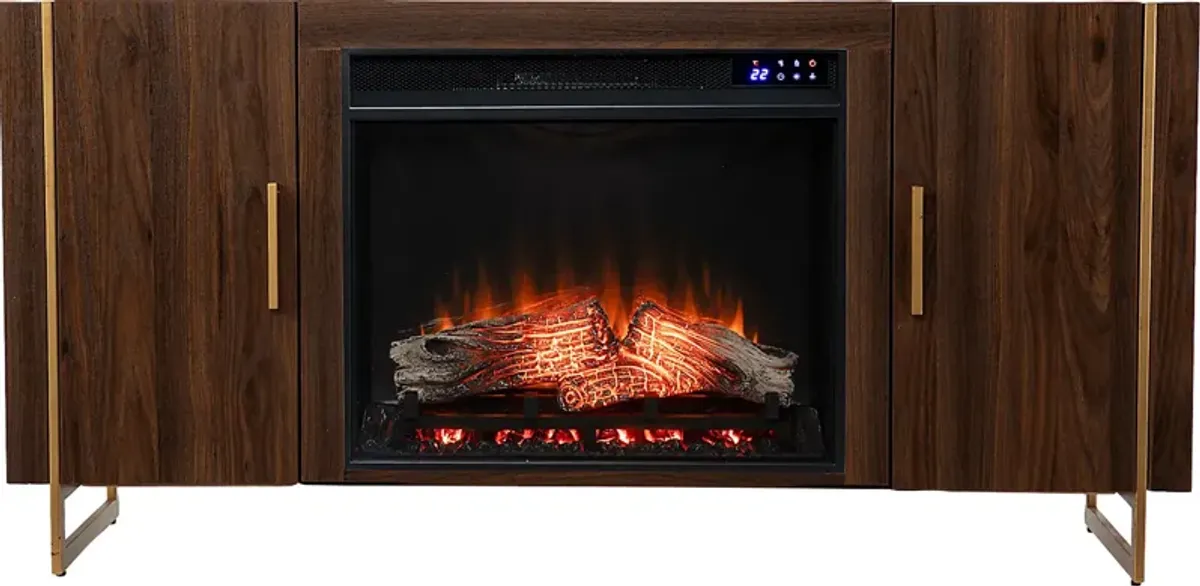 Buckthorne IV Brown 55 in. Console With Touch Panel Fireplace