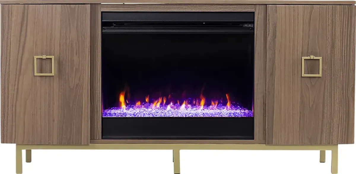 Columbiana I Natural 54 in. Console with Color Changing Fireplace