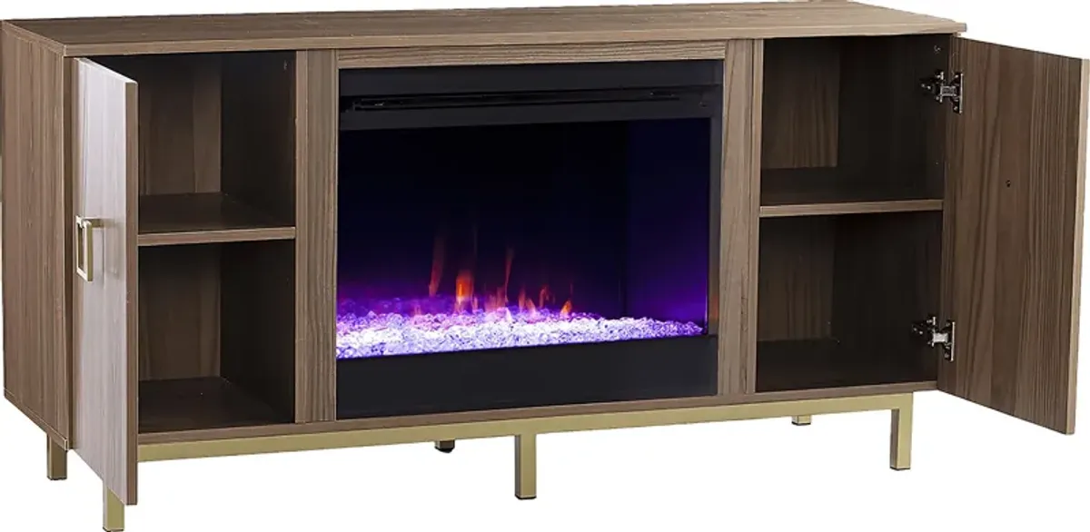 Columbiana I Natural 54 in. Console with Color Changing Fireplace