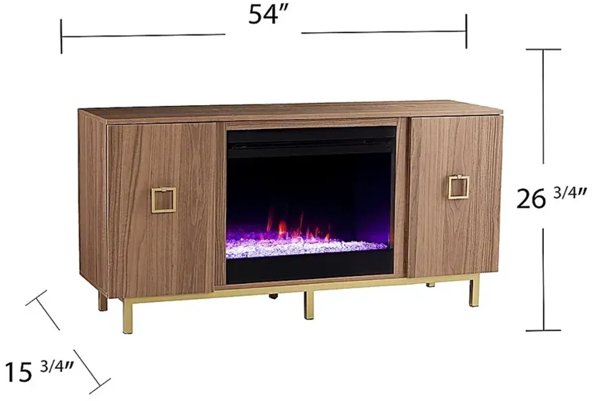 Columbiana I Natural 54 in. Console with Color Changing Fireplace