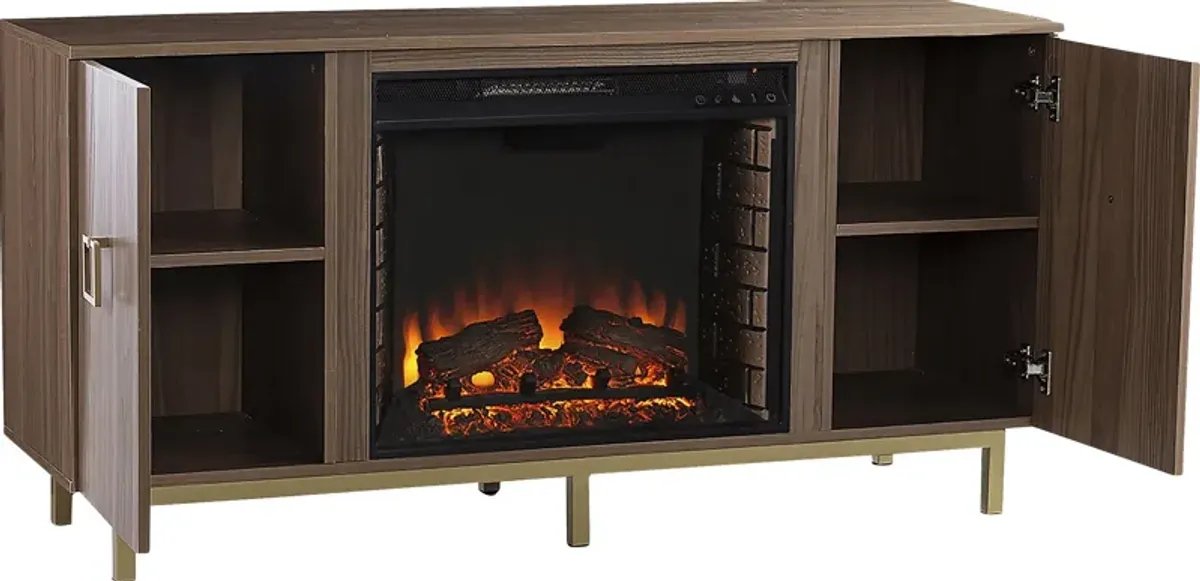 Columbiana II Natural 54 in. Console with Electric Fireplace Electric Fireplace