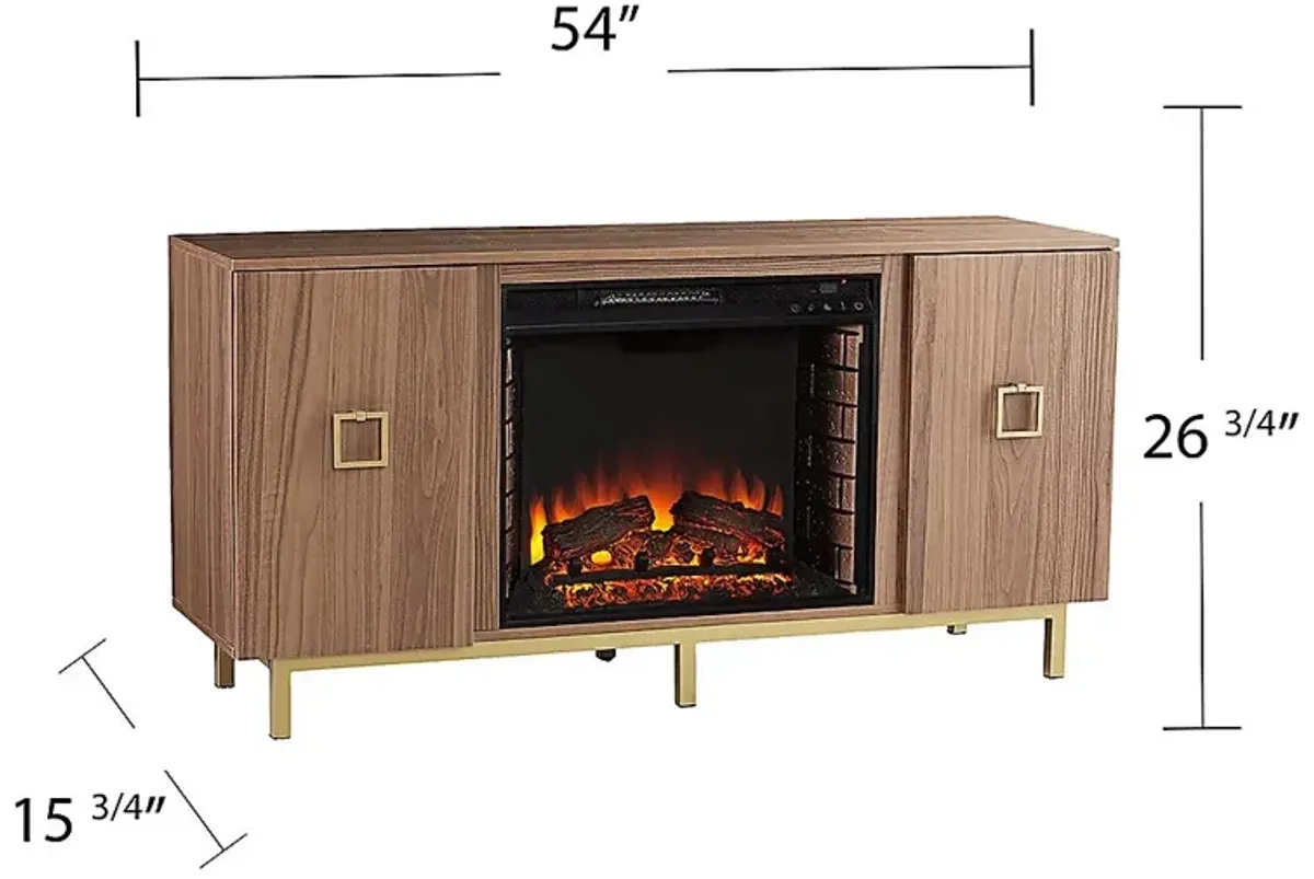 Columbiana II Natural 54 in. Console with Electric Fireplace Electric Fireplace