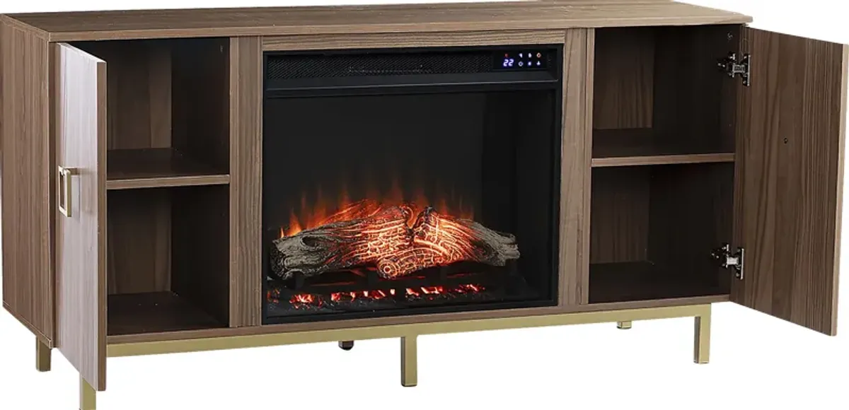 Columbiana IV Natural 54 in. Console with Touch Panel Electric Fireplace