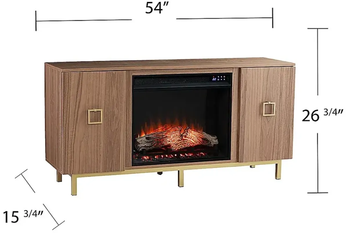 Columbiana IV Natural 54 in. Console with Touch Panel Electric Fireplace