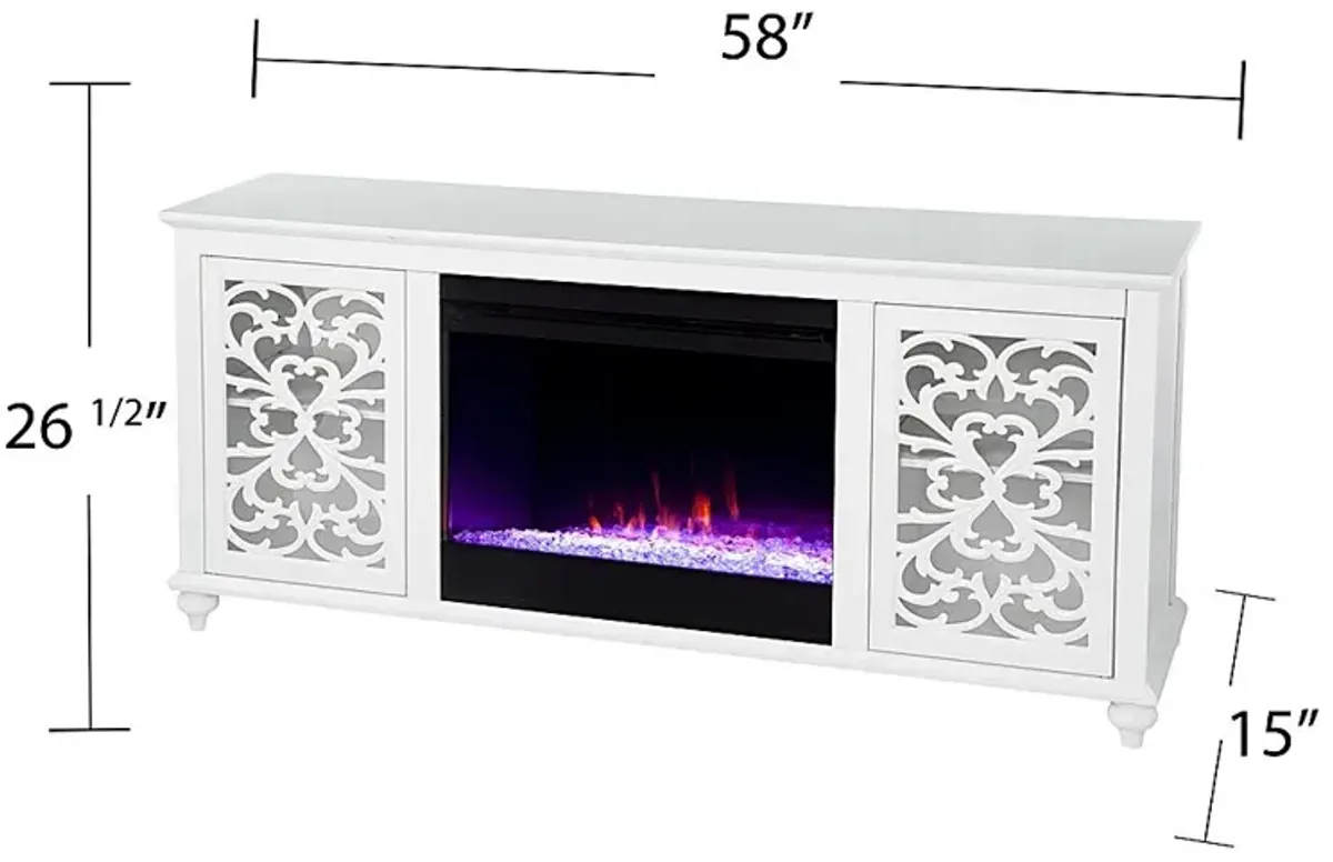 Allgehenny I White 58 in. Console, With Color Changing Electric Fireplace