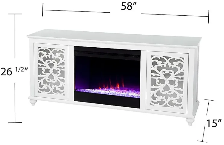 Allgehenny I White 58 in. Console, With Color Changing Electric Fireplace