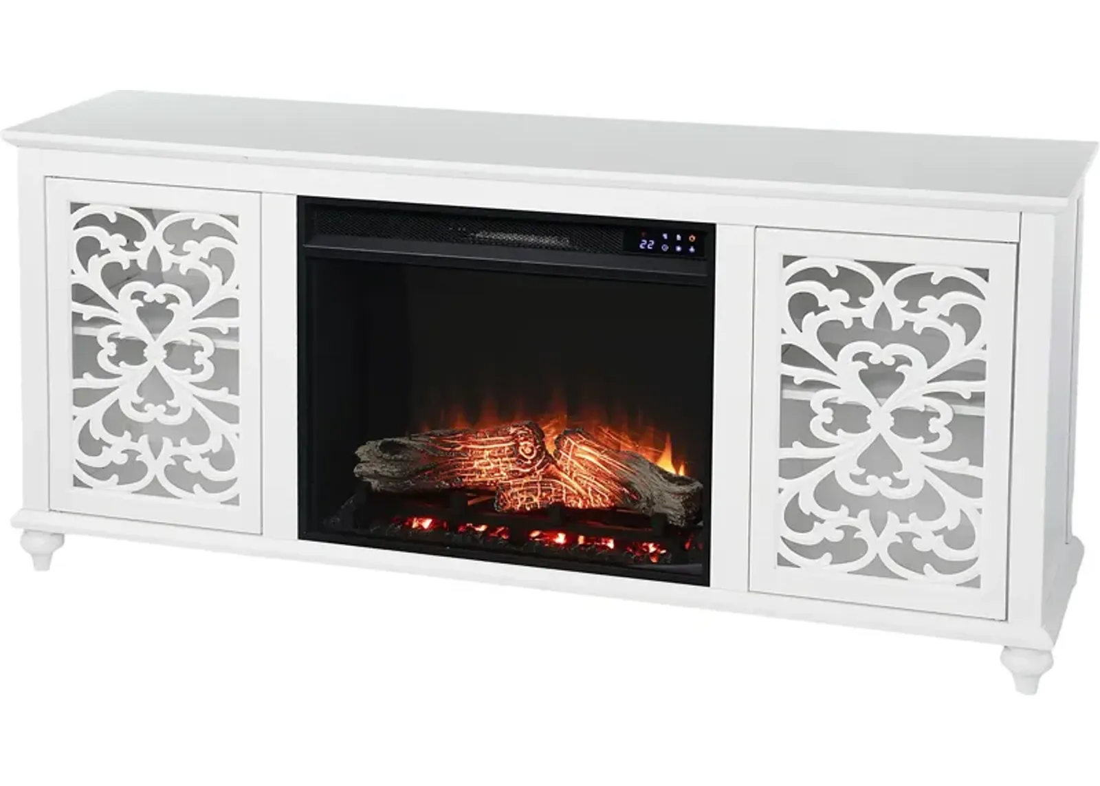 Allgehenny IV White 58 in. Console, With Touch Panel Electric Fireplace