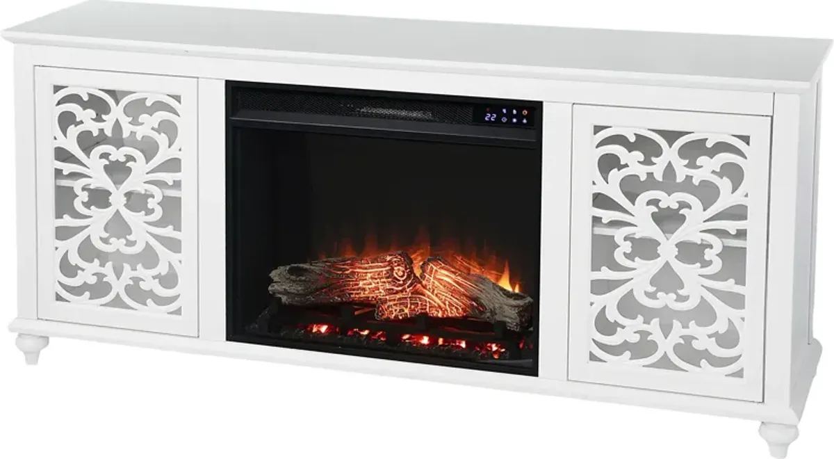 Allgehenny IV White 58 in. Console, With Touch Panel Electric Fireplace