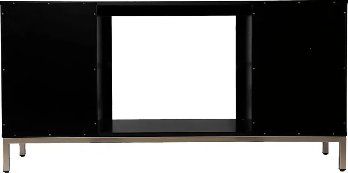 Baillon I Black 58 in. Console, With Color Changing Electric Fireplace