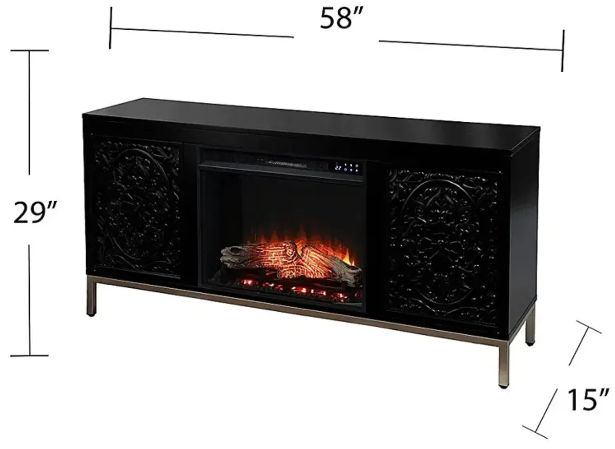 Baillon IV Black 58 in. Console, With Touch Panel Electric Fireplace