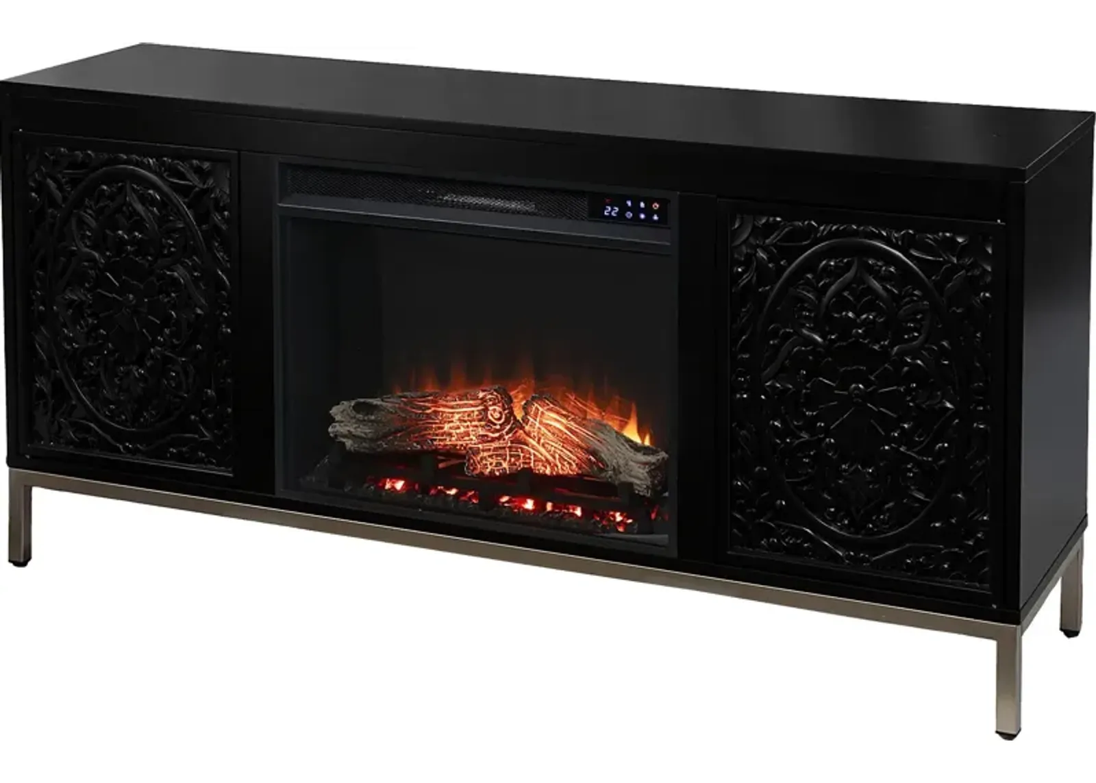 Baillon IV Black 58 in. Console, With Touch Panel Electric Fireplace