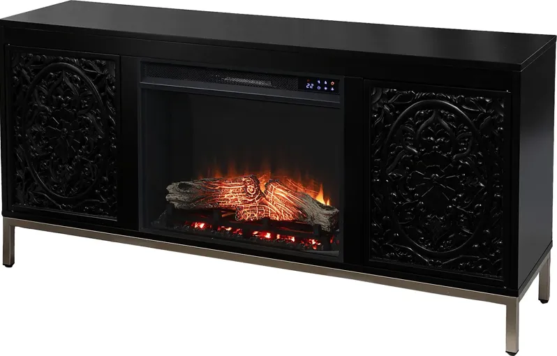 Baillon IV Black 58 in. Console, With Touch Panel Electric Fireplace