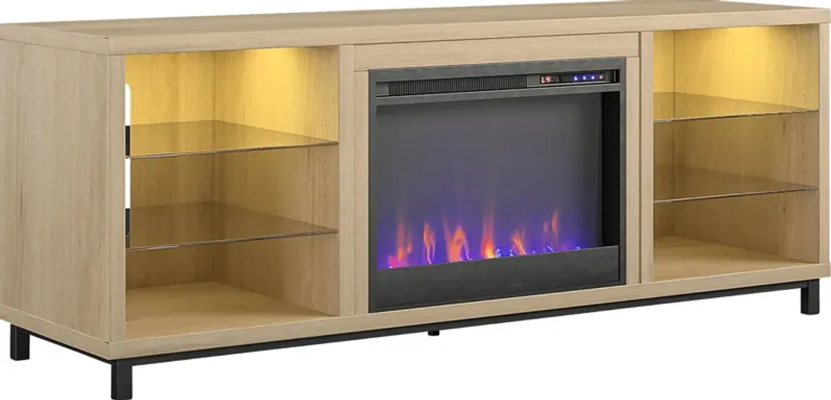 Tabbert Brown 64 in. Console with Electric Fireplace